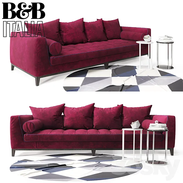 Sofa B & B Italia Lutteria with pillows 3DModel