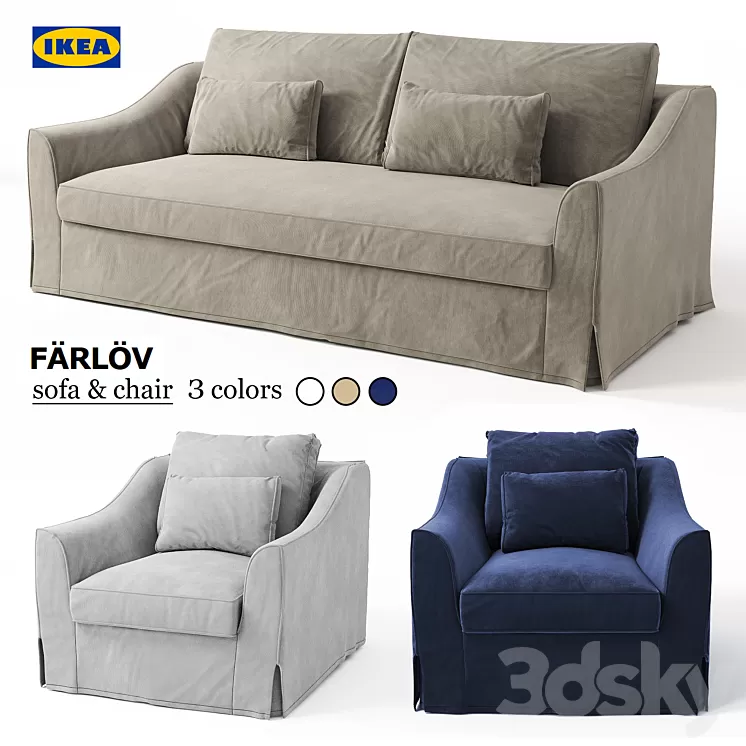 Sofa & chair Ikea FARLOV 3D Model