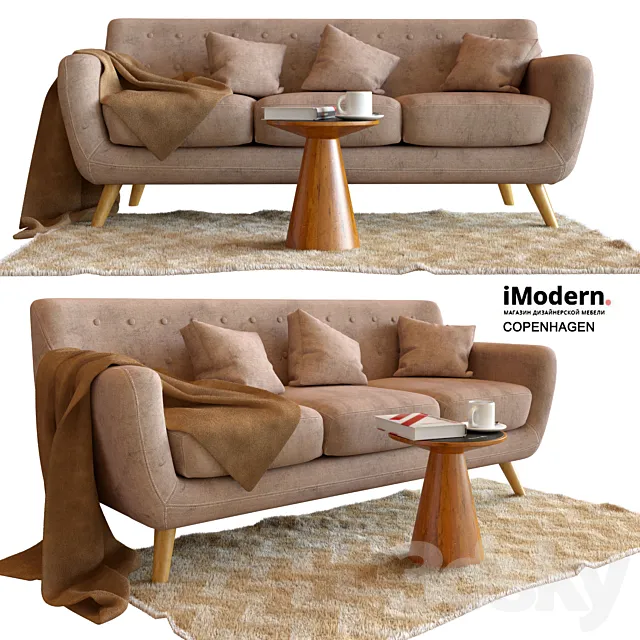 Sofa Copenhagen and a table Corsica 3D Model