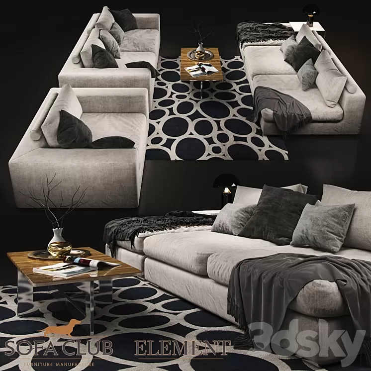 Sofa Cristal Sofa Club White 3D Model