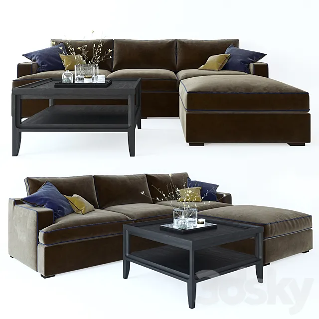 Sofa Dantone Home Stamford & Coffee table City 3D Model