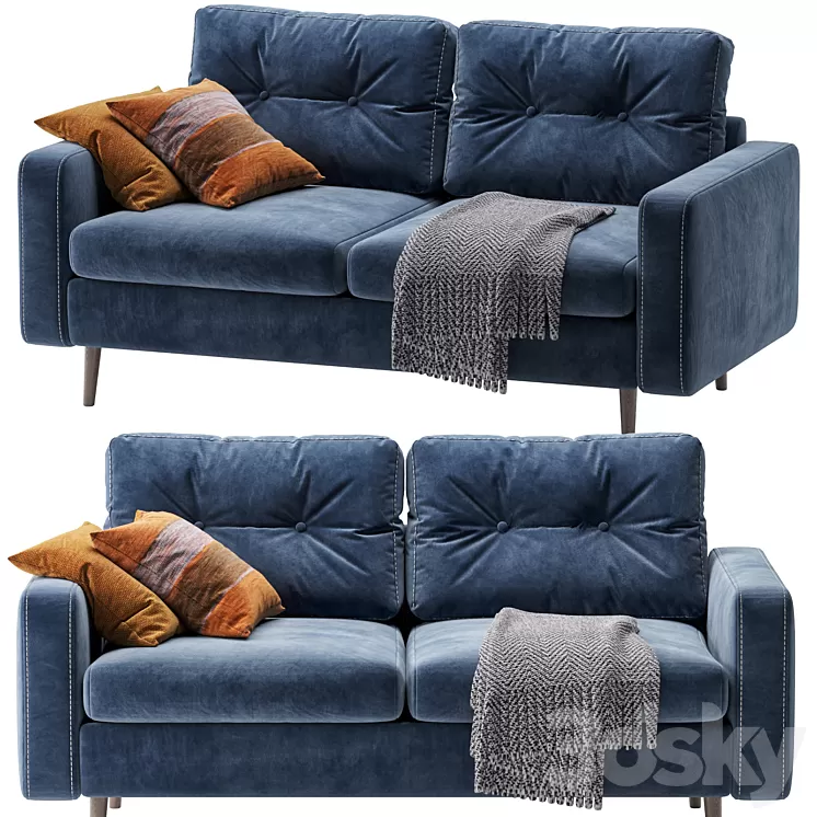 Sofa Deans Mini Velvet Blue 3D Model