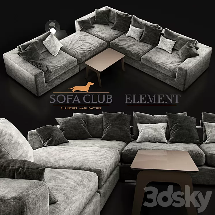 Sofa Element Sofa Club Black 3D Model