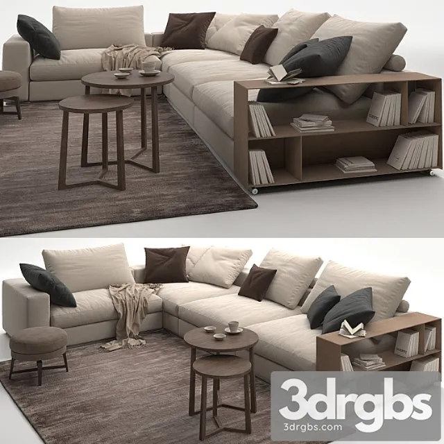 Sofa flexform groundpiece 2 3D Model Free