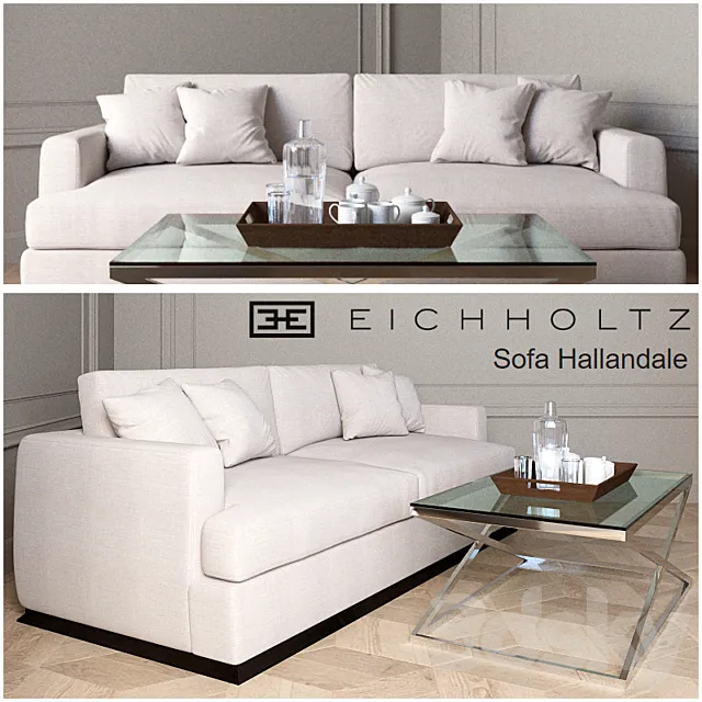 Sofa Hallandale. Coffee Table Criss Cross 3DModel
