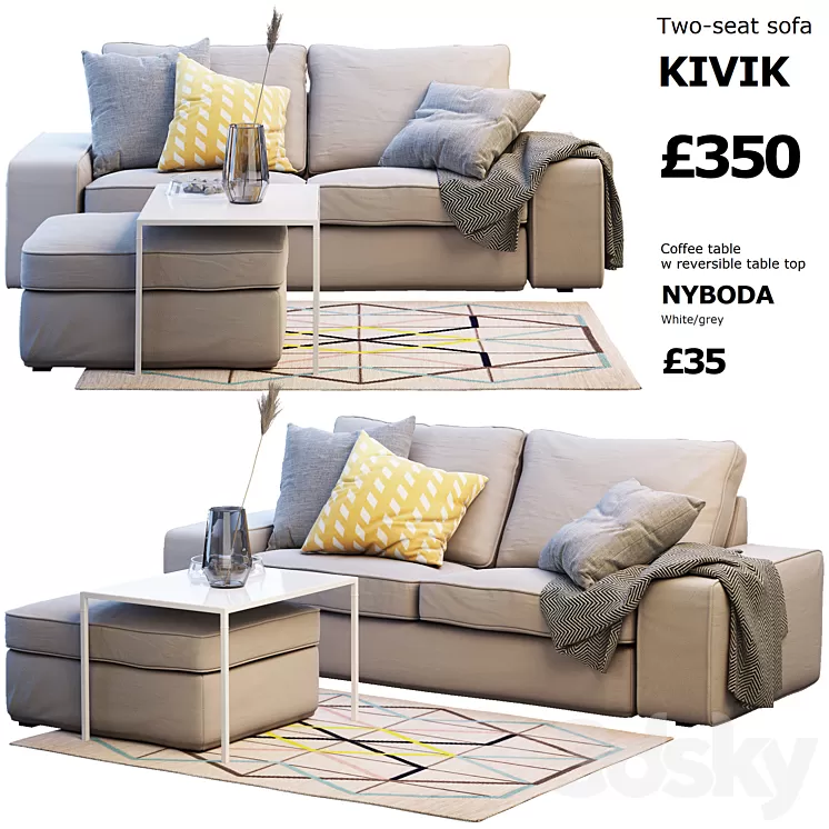 Sofa Ikea Kivik 2 3D Model