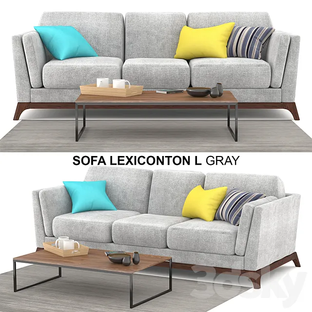 Sofa Lexiconton L GRAY 3-seater 3D Model