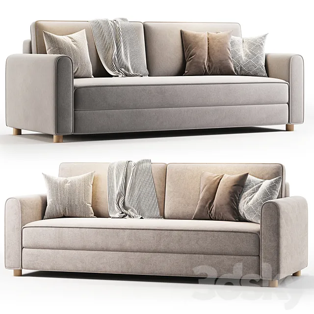 Sofa Lille Velvet Gray 3D Model