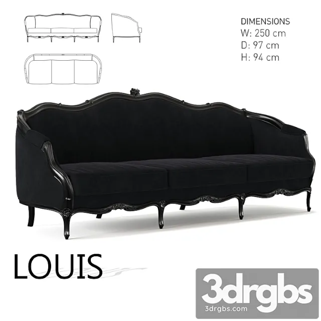 Sofa louis 2 3D Model Free