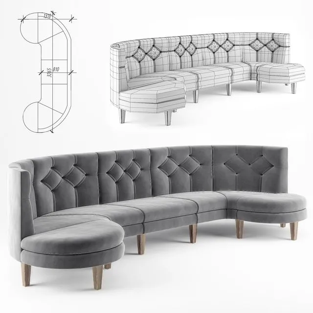 Sofa Manon modular v.0 Sofa MANON 3-seat v.0 3D Model
