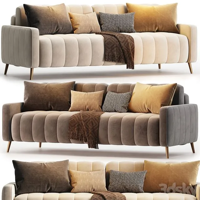 Sofa Markful Velvet Gray 3D Model