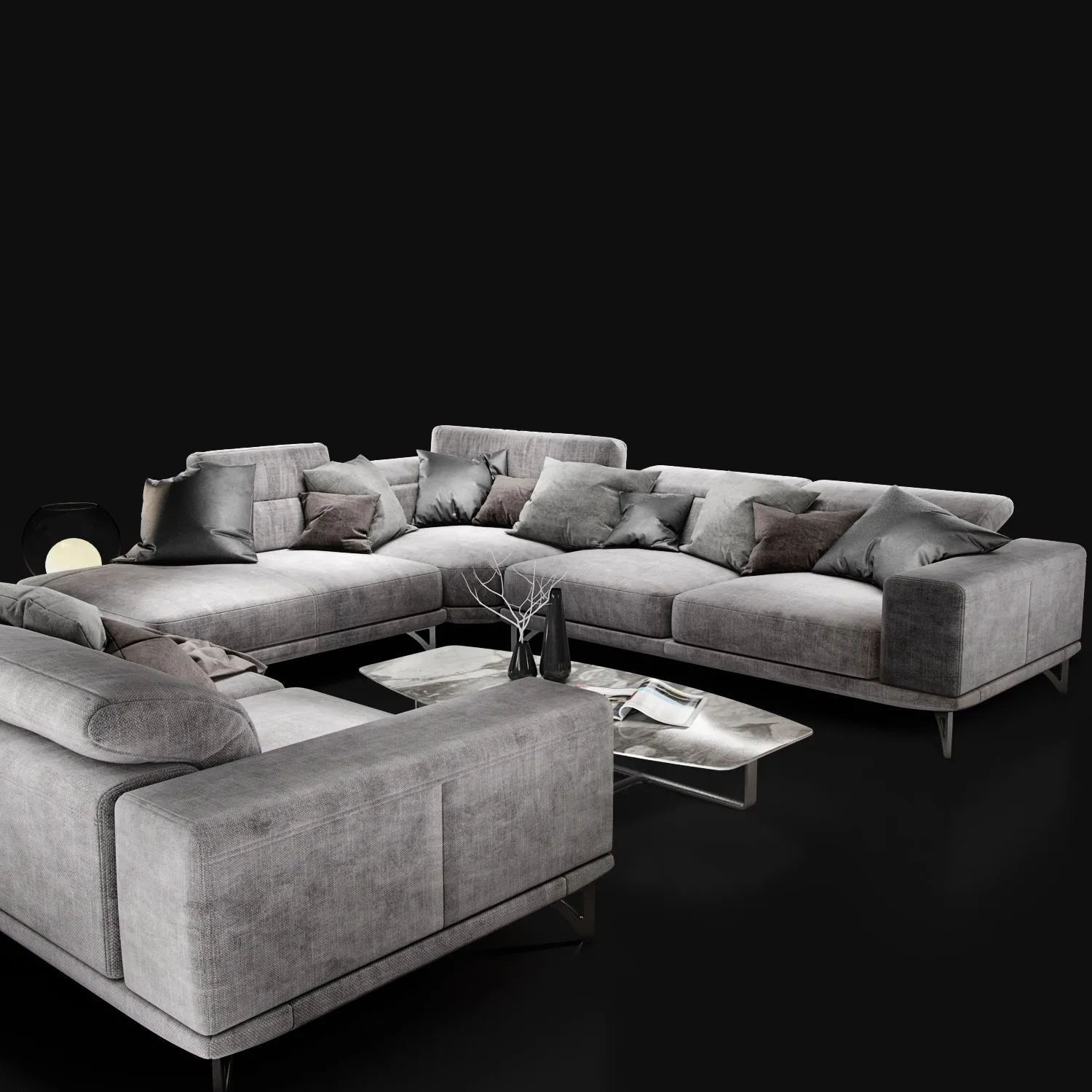 Sofa NATUZZI Italo 2983 grey 3D Model