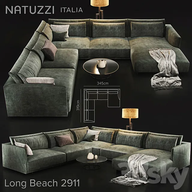 Sofa natuzzi LongBeach 2911 3D Model