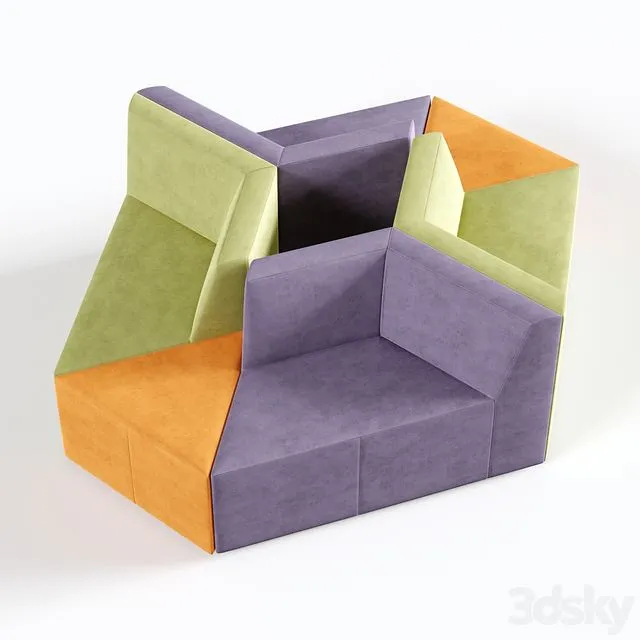 Sofa Origami 10-seater 3D Model