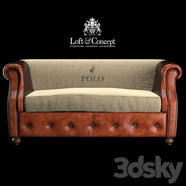 SOFA POLO BROWN LEATHER 3D Model