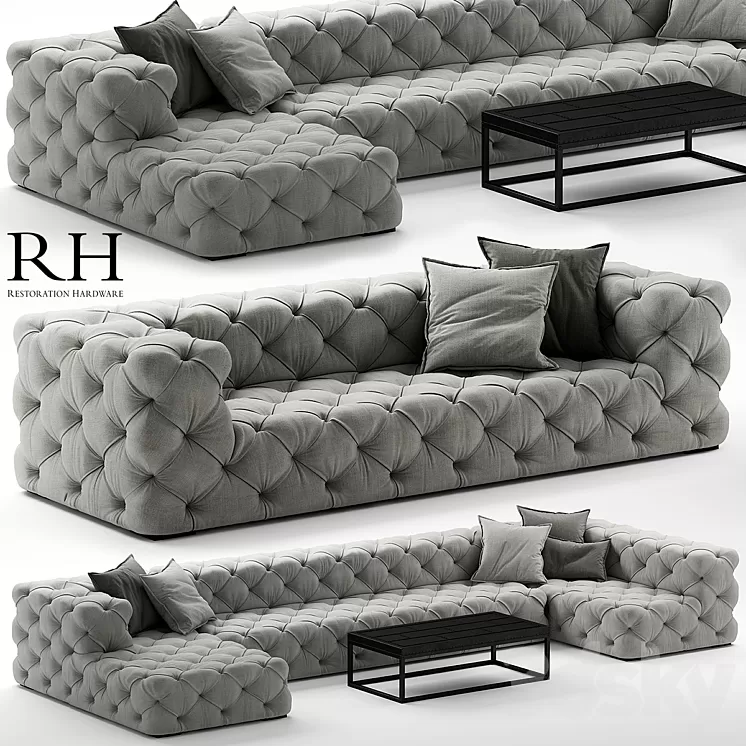 Sofa rh soho tufted 3D Model