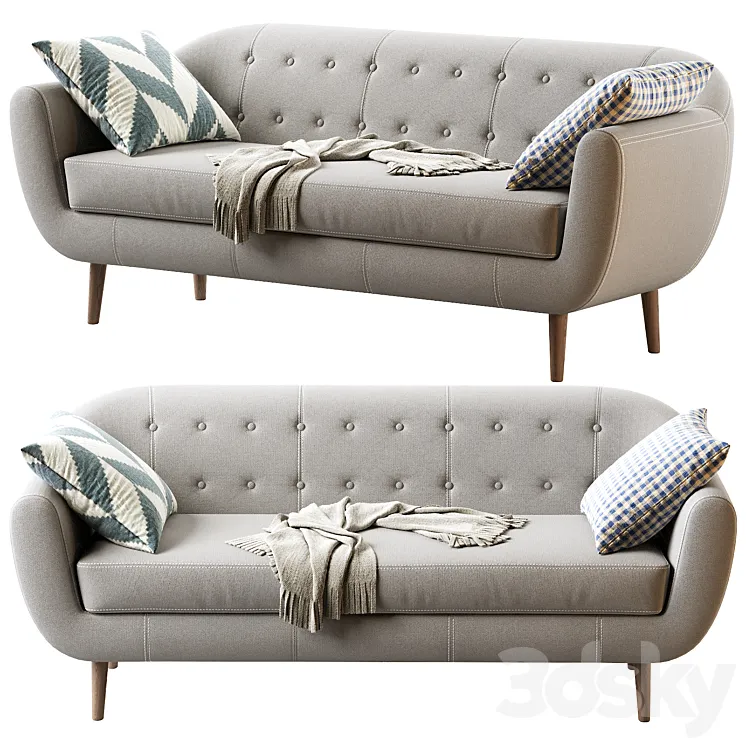 Sofa Rotterdam-3 Velvet Gray 3D Model Free