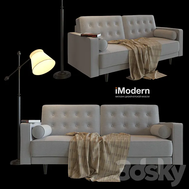 Sofa Sacramento with decor 3DModel