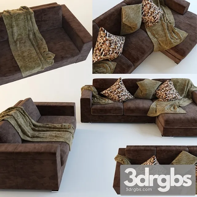 Sofa with cushions 2 3D Model Free