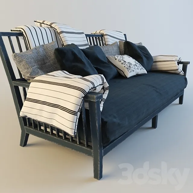 sofa with cushions 3D Model