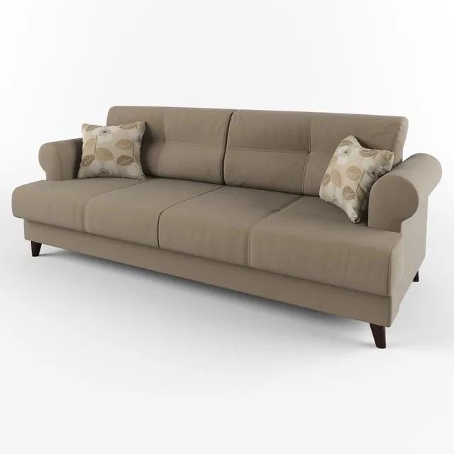 Sofa with cushions and armrests round Free Download