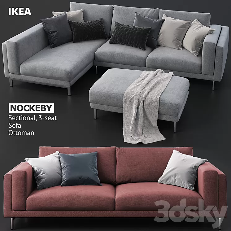 Sofas and ottoman IKEA NOCKEBY 3D Model