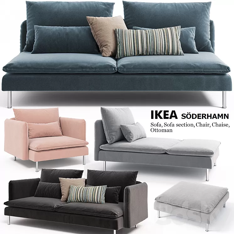 Sofas chairs couch ottoman Ikea SODERHAMN 3D Model