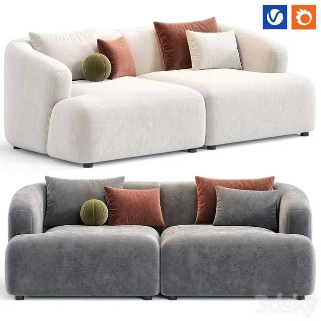 Sofia 2 Plazas Sofa By Westwing 3D Model