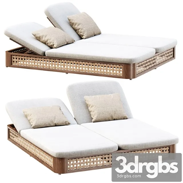 Sofia Rattan Double Chaise Lounge Shezlong 3D Model Free