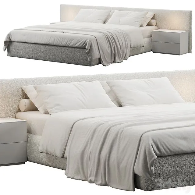 Soft Headboard Bed 3D Model