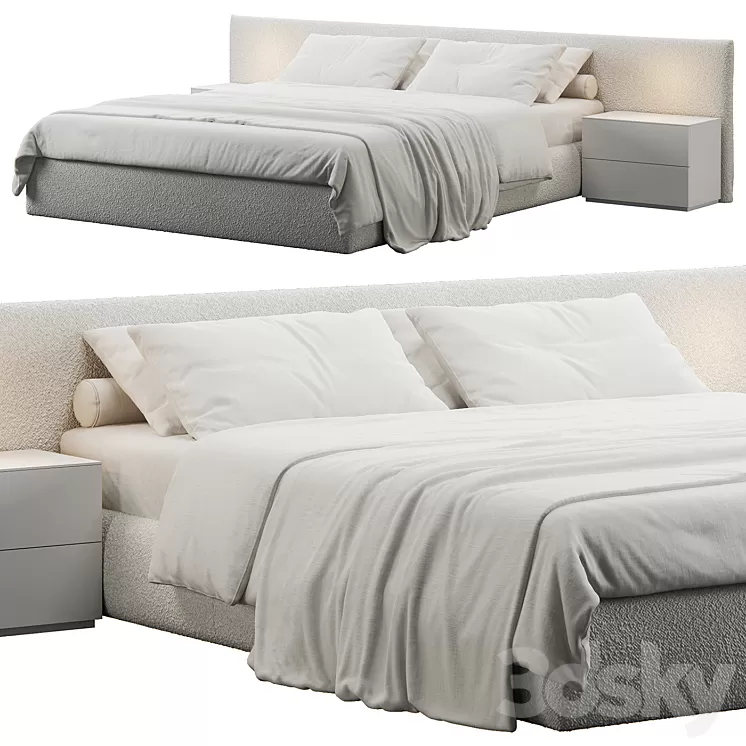 Soft Headboard Bed 3D Model Free