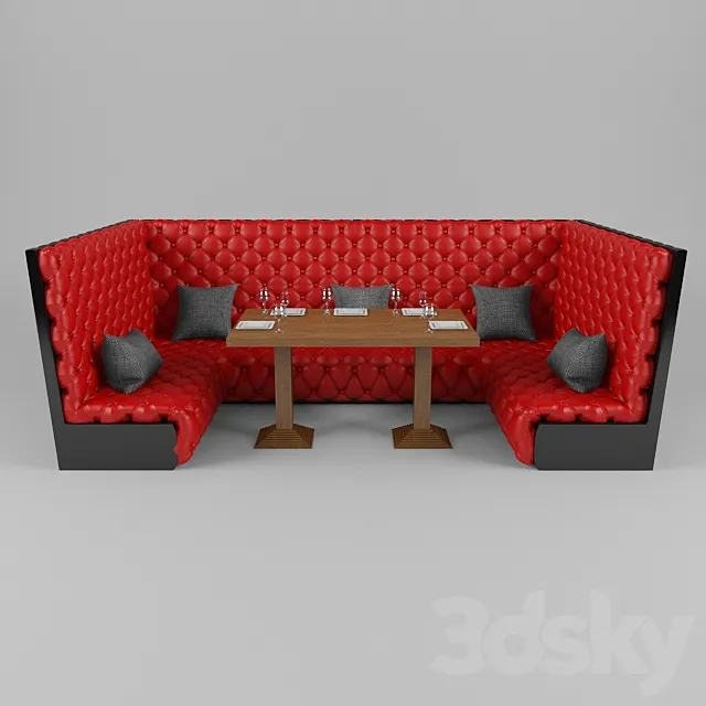 soft sofa with a table for a restaurant 3D Model