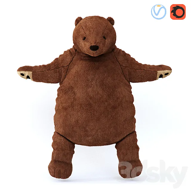 Soft toy brown bear DUNGEL 3D Model