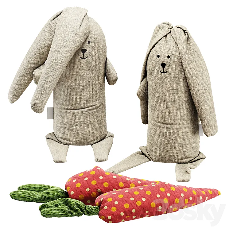 soft toys rabbits 3D Model Free