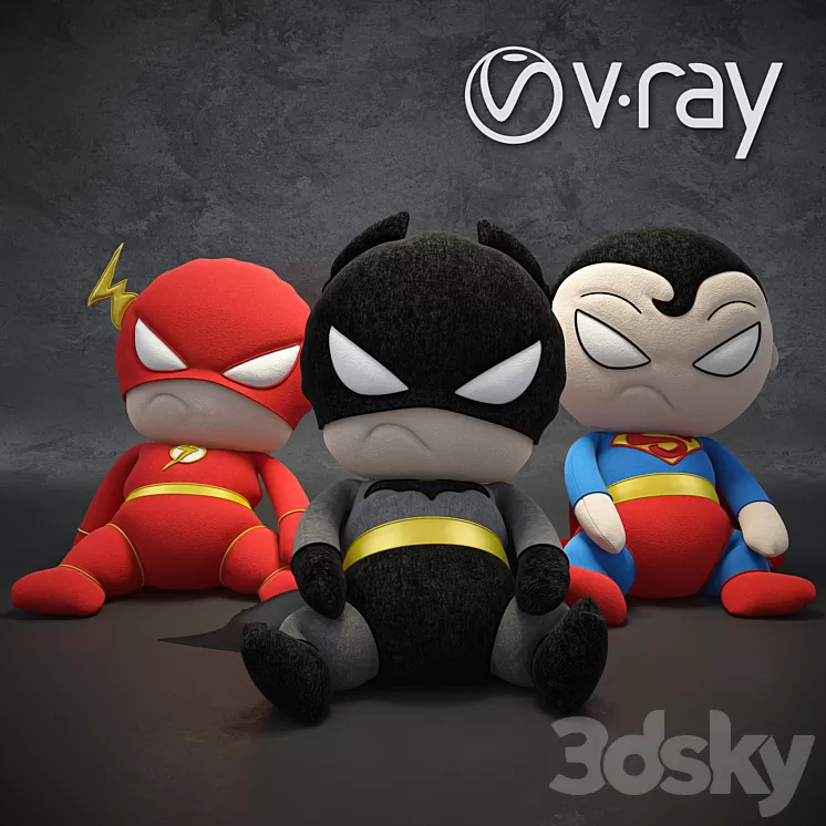 Soft toys superheroes of the DC universe 3D Model