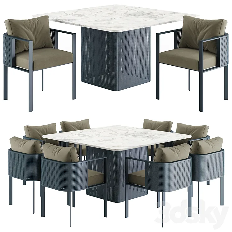 Solanas Dining & Chair 3D Model Free