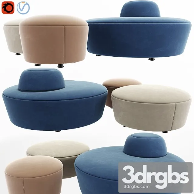 Solar ottoman set 02 2 3D Model Free