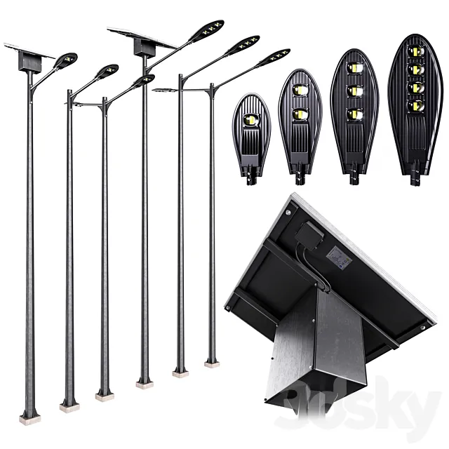 Solar Powered Street Light 3D Model