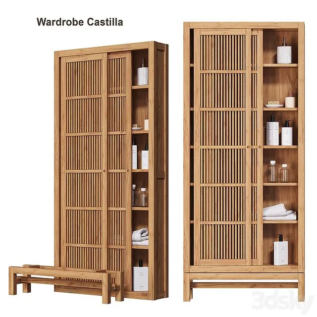 Solid teak cabinet FSC Castilla AM PM 3D Model