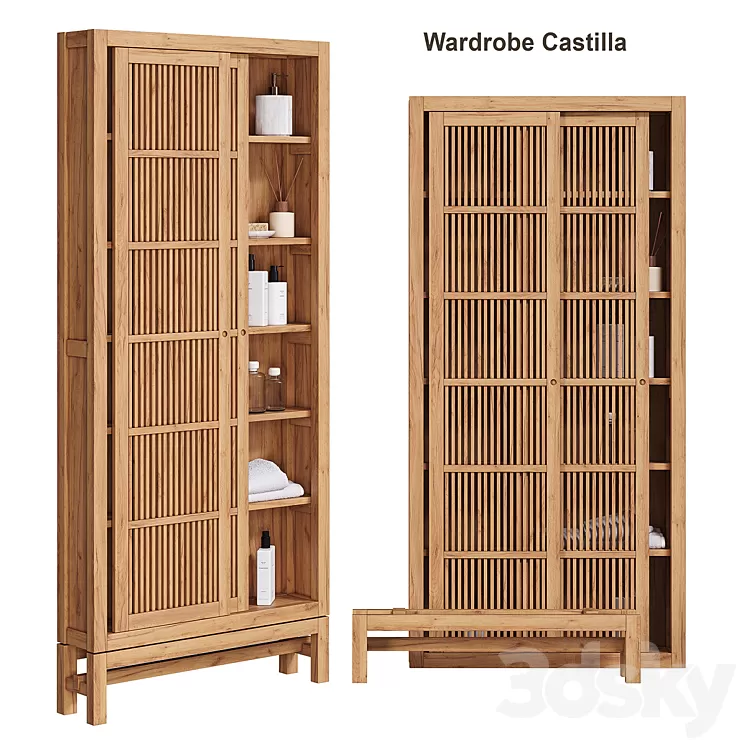 Solid teak cabinet FSC Castilla AM PM 3D Model Free