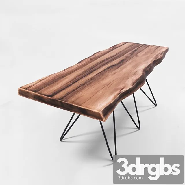 Solid wood table 2 3D Model Free