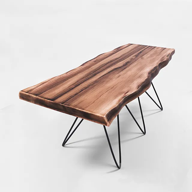 Solid wood table 3D Model