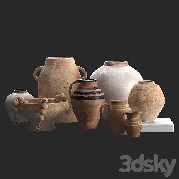 Solis Terracotta Vases (Pottery Barn) 3D Model Free