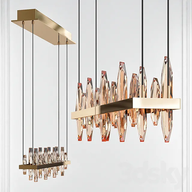 Solitude Unique Statement Geometric Chandelier with Crystal Accents 3D Model