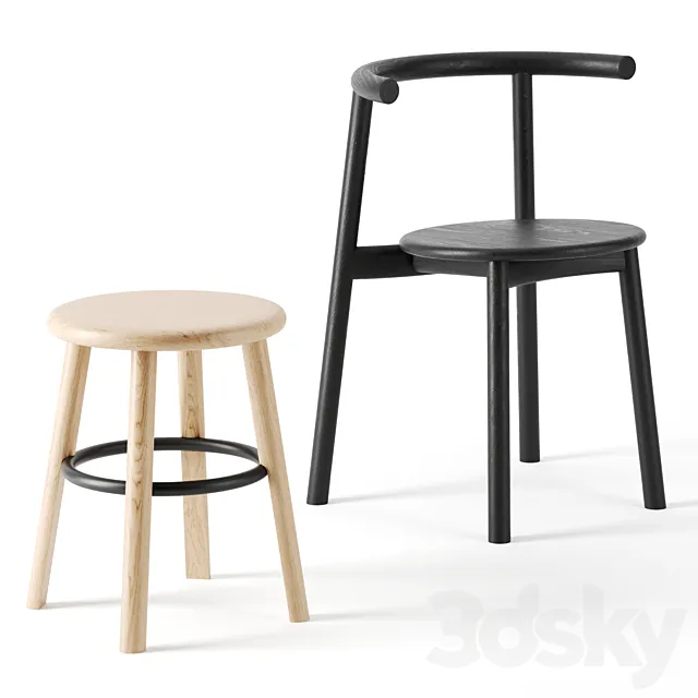 Solo chair and stool by Matiazzi 3D Model