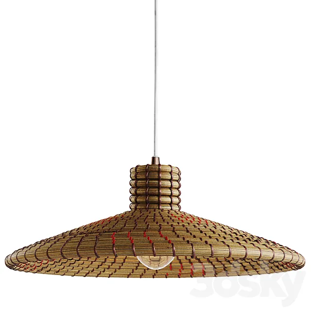 Sonder Living Nellcote Dome Pendant with Wood Accents 3D Model