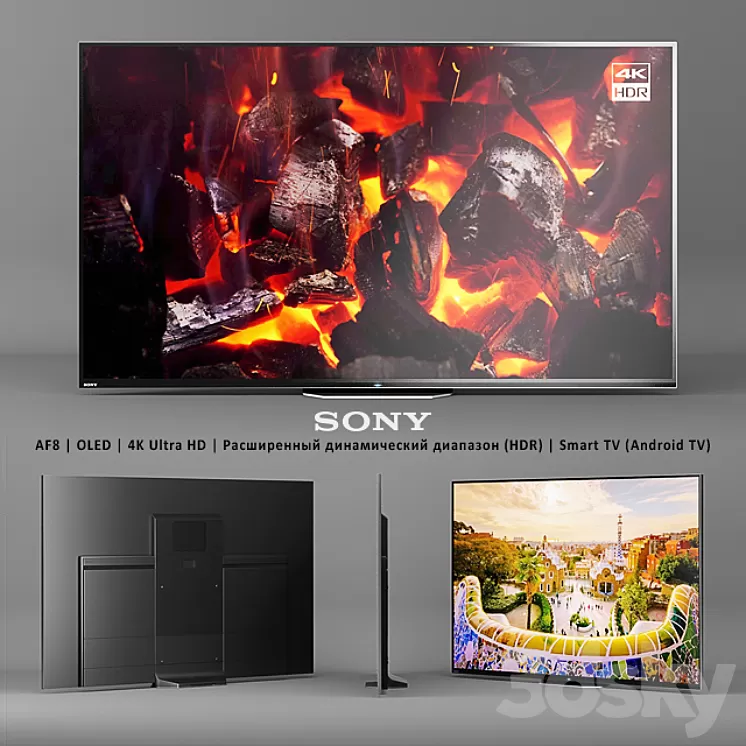 Sony AF8 | OLED | 4K Ultra HD | (HDR) | Smart TV (Android TV) 3D Model
