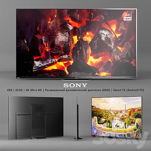 Sony AF8 | OLED | 4K Ultra HD | (HDR) | Smart TV (Android TV) 3DModel