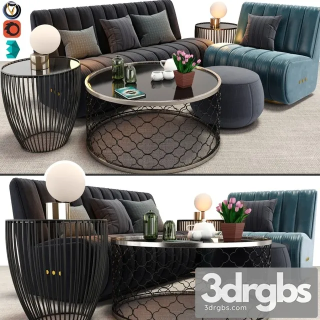 Sophia Sofa And Armchair Set 3D Model Free