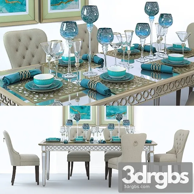 Sophie mirrored dining table 2 3D Model Free